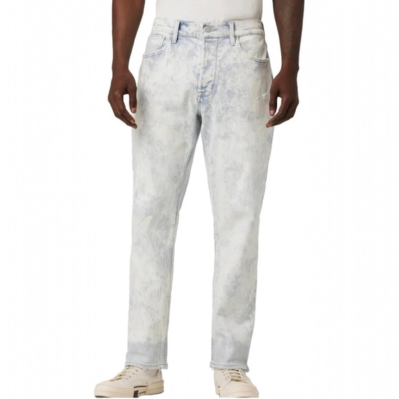 HUDSON Men’s Reese Straight Leg White Acid Wash Jean, Size 30 - Picture 1 of 13